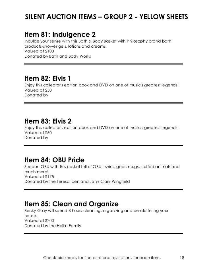 how to organize a silent auction