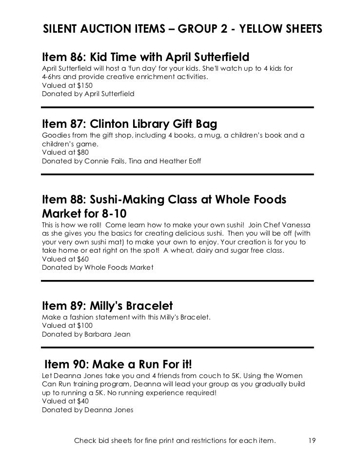 how to organize a silent auction