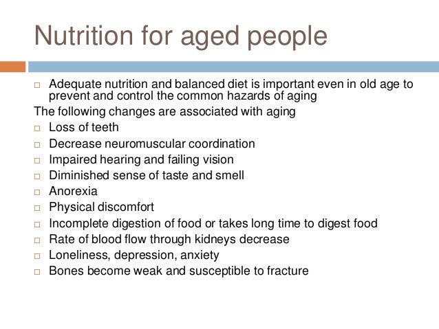 Old Age Diet Chart