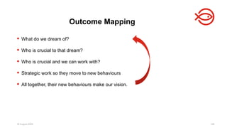 18 August 2025 149
 What do we dream of?
 Who is crucial to that dream?
 Who is crucial and we can work with?
 Strategic work so they move to new behaviours
 All together, their new behaviours make our vision.
Outcome Mapping
 