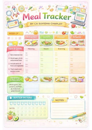 Meal Tracker - Track Your Daily, Weekly, Monthly, Quarterly & Yearly ...