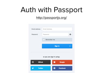 Auth with Passport
http://passportjs.org/
 