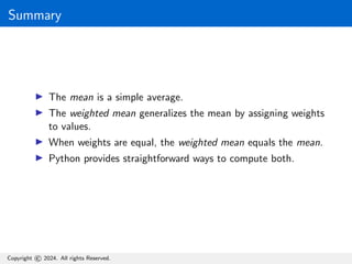 Difference between Mean and Weighted Mean | PDF