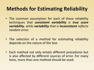 Meaning and Methods of Estimating Reliability of Test.pptx