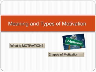 Meaning and Types of Motivation
 