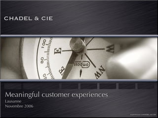 CHADEL & CIE




Meaningful customer experiences
Lausanne
Novembre 2006
                                  Copyright CHADEL & CIE