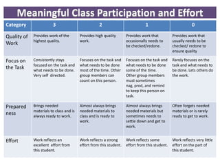 Meaningful Class Participation and Effort 