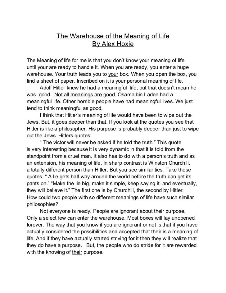 the meaning of life definition essay