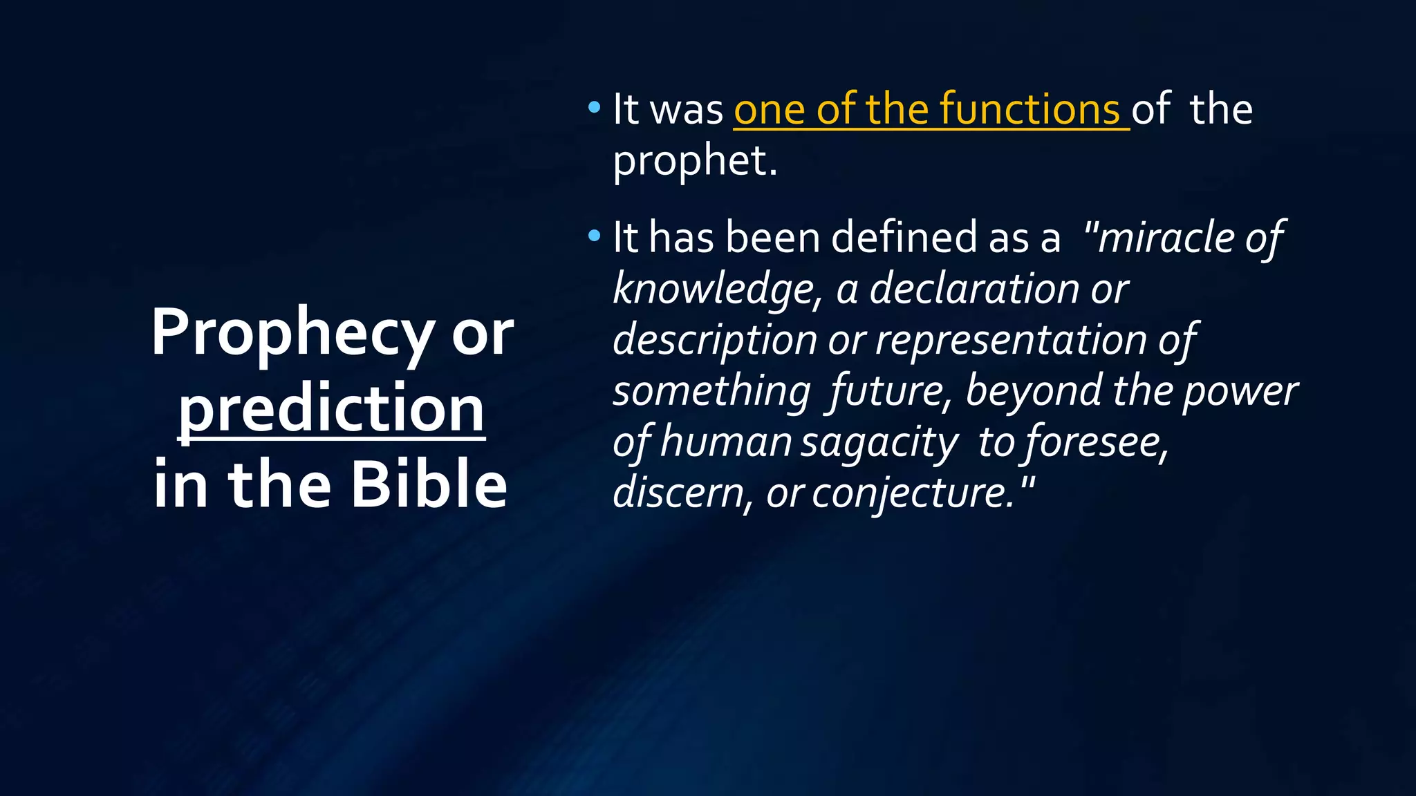 What is the meaning of prophecy in the bible