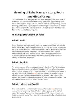 Meaning of Raha Name： History, Roots, and Global Usage | DOCX