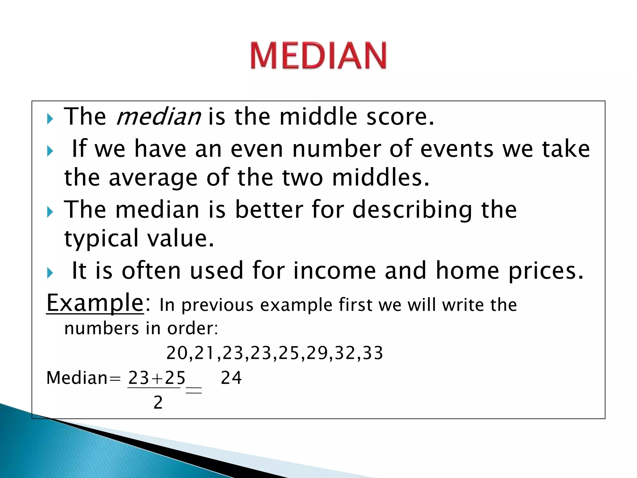Mean median mode and variance | PPTX