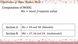 Mean median mode (application) | PPT