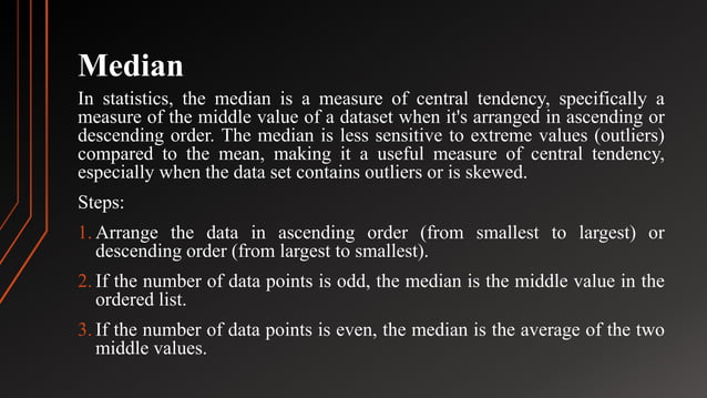 Descriptive Statistics: Mean, Median Mode and Standard Deviation. | PPTX