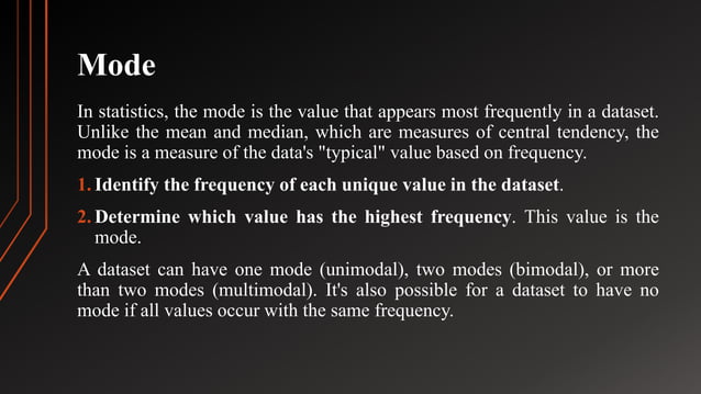 Descriptive Statistics: Mean, Median Mode and Standard Deviation. | PPTX image.