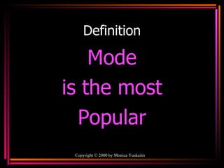 Definition Mode is the most Popular Copyright  ©  2000  by Monica Yuskaitis 