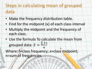 Mean of grouped data | PPTX