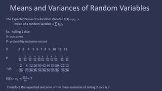 Means and variances of random variables | PDF | Physics | Science
