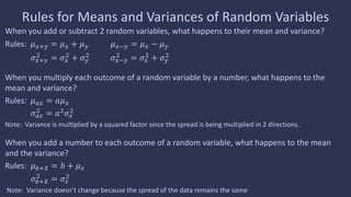 Means and variances of random variables | PPT