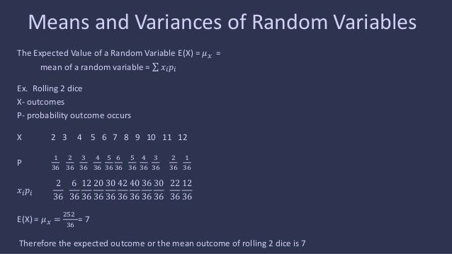Means And Variances Of Random Variables