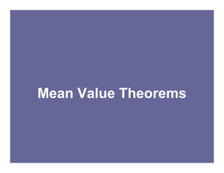Mean Value Theorems
 