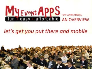 let’s get you out there and mobile
AN OVERVIEW
FOR CONFERENCES
 