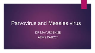 Parvovirus and Measles virus
DR MAYURI BHISE
AIIMS RAJKOT
 