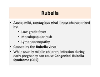 Measles and Rubella (Class lectures for Undergraduates) | PDF