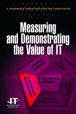 Measuring
and Demonstrating
the Value of IT
IT GOVERNANCE DOMAIN PRACTICES AND COMPETENCIES
 