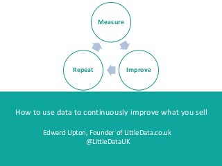 Measure
ImproveRepeat
How to use data to continuously improve what you sell
Edward Upton, Founder of LittleData.co.uk
@LittleDataUK
 