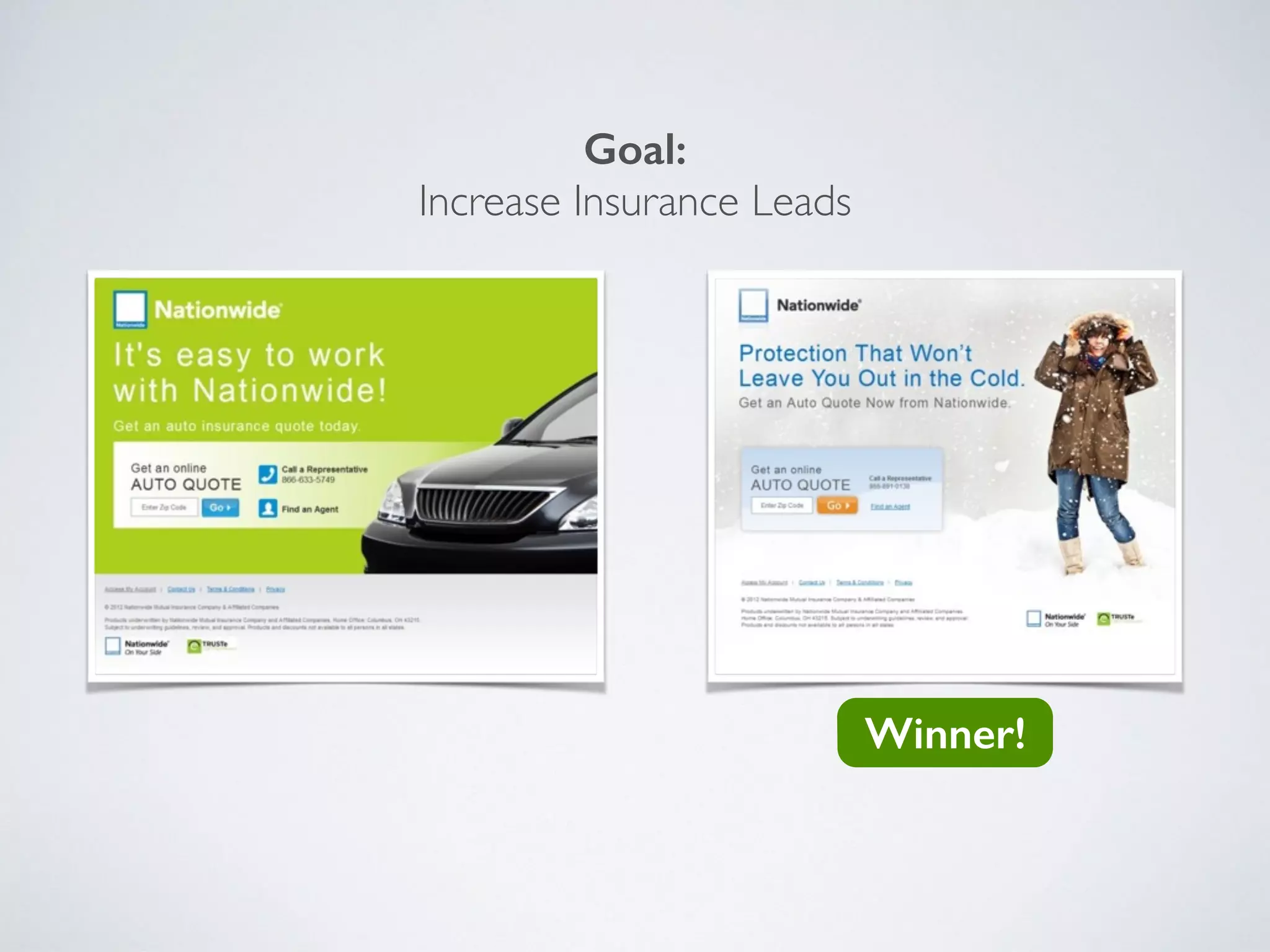 Goal: 
Increase sales.
Winner: +38%
 