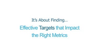 It’s About Finding…
Effective Targets that Impact
the Right Metrics
 