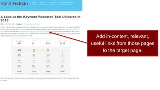 Add in-content, relevant,
useful links from those pages
to the target page.
 