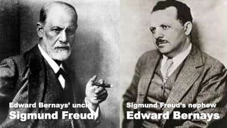 Edward Bernays’ uncle
Sigmund Freud
Sigmund Freud’s nephew
Edward Bernays
 