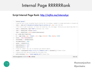 Internal Page RRRRRRank
@somosmjcachon
@javiriestra
Script Internal Page Rank: http://mjthis.me/internal-pr
 