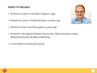 2
Hello I’m Nicolas!
• Started my career in the Web / Digital in 1995
• Started my career in DigitalAnalytics 10 years ago...