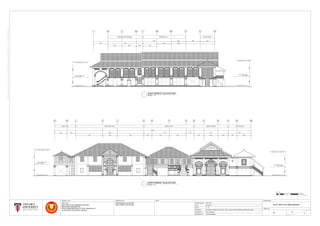 25004400
CEILING LEVEL (C.L. ±4.4M)
FIRST FLOOR LEVEL
(F.F.L. ±2.5M)
GROUND LEVEL (G.L. 0)
28004600
CEILING LEVEL (C.L. ±4.6M)
FIRST FLOOR LEVEL
(F.F.L. ±2.8M)
GROUND LEVEL (G.L. 0 )
1 1a 2 2a 3 5a 5b 6 8 10
33768
3950
3955
MUSEUM MAIN ENTRANCE
9790 20023
3990 1850 3917
3990
4062 3985 4070
WEDDING HALL PRAYER ROOM
54735
2780
9515
48154080 3975
21702450
2283
18927
471573677480
3450 6410
2465 3945
11813
2760
RUMAH PELAMINMIDDLE ROOMEXHITBITION AREA PRAYER ROOMWASH ROOM
25004400
CEILING LEVEL (C.L. ±4.4M)
FIRST FLOOR LEVEL
(F.F.L. ±2.5M)
GROUND LEVEL (G.L. 0 )
32404200
CEILING LEVEL (C.L. ±4.2M)
FIRST FLOOR LEVEL
(F.F.L. ±3.2M)
GROUND LEVEL (G.L. 0)
A0A1ABCDEFGHJKLMN
STARTING DATE
DATE
SCALE
CHECKED BY
20.01.2017
06.03.2017
1 : 75
RACHAEL CHEONG, LIM ZIA HUEI, TEO VI VIEN, CHONG CHIN PING, WONG WAN JIUAN
MR. KHAIROOL
TRM'S MEMBERS
SOUTHWEST ELEVATION
NORTHWEST ELEVATION
PROJECT TITLE
MEASURED BY
DRAWN BY
ARC 1215
METHODS OF DOCUMENTATION AND
MEASURED DRAWING ON
ROYAL MUSEUM KEDAH, LOT 82, SEKSYEN 16
ALOR STAR, KOTA SETAR, KEDAH
DRAWING TITLE NOTE
2017/ ARC1215/ RMUZKEDAH
B 07
31
DRAWING NO.
SHEET NO.
0 0.5 1 21.5 3 4 5 6 7 7.5 (M)
M 1 : 75
SCALE 1 : 75
NORTHWEST ELEVATION
SCALE 1 : 75
SOUTHWEST ELEVATION
 