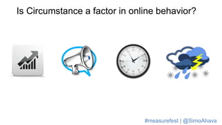 Is Circumstance a factor in online behavior?
#measurefest | @SimoAhava
 