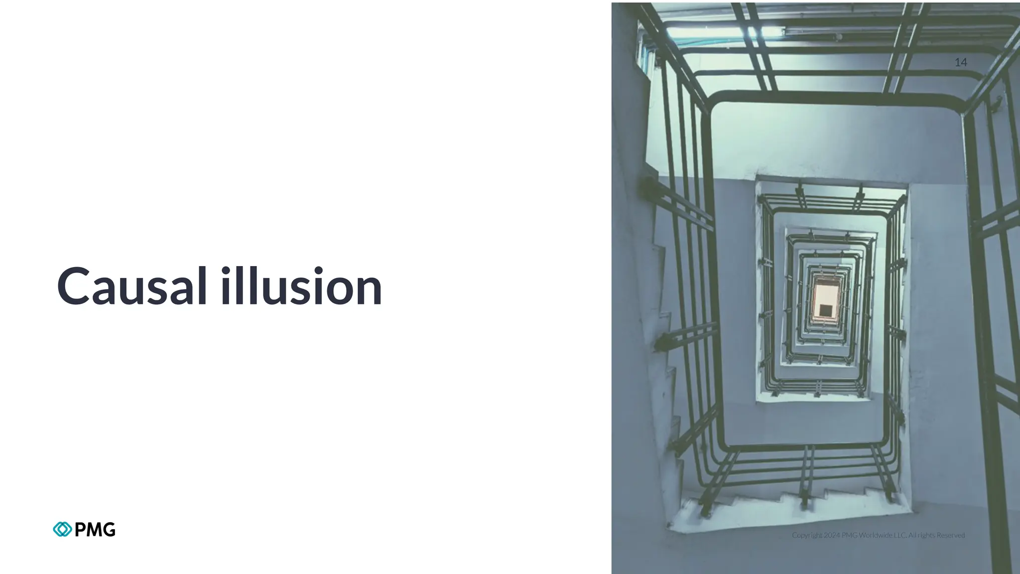 Copyright 2024 PMG Worldwide LLC. All rights Reserved
14
Causal illusion
 