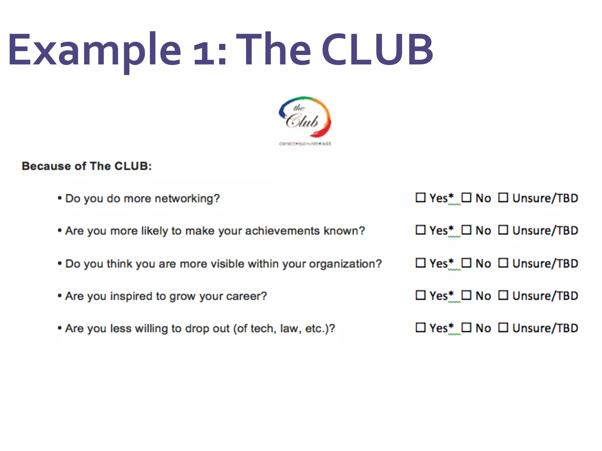 Example	
  1:	
  The	
  CLUB	
  	
  	
  
 