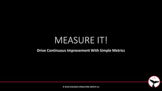MEASURE IT!
Drive Continuous Improvement With Simple Metrics
© 2018 ECOLOGIK CONSULTING GROUP LLC
 