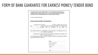 FORM OF BANK GUARANTEE FOR EARNEST MONEY/ TENDER BOND
 