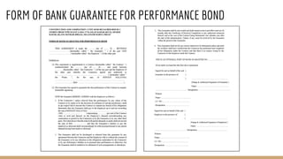 FORM OF BANK GUARANTEE FOR PERFORMANCE BOND
 