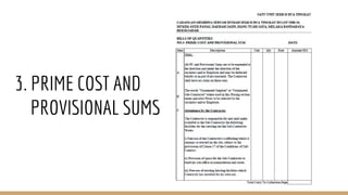 3. PRIME COST AND
PROVISIONAL SUMS
 