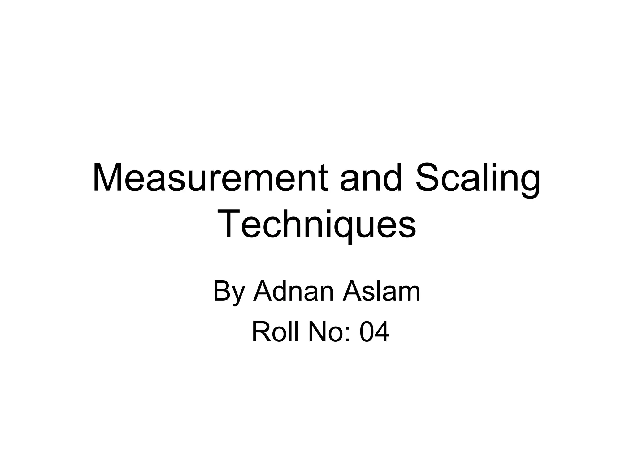 Measurement and scaling | PPT