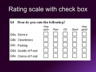 Rating scale with check box
 