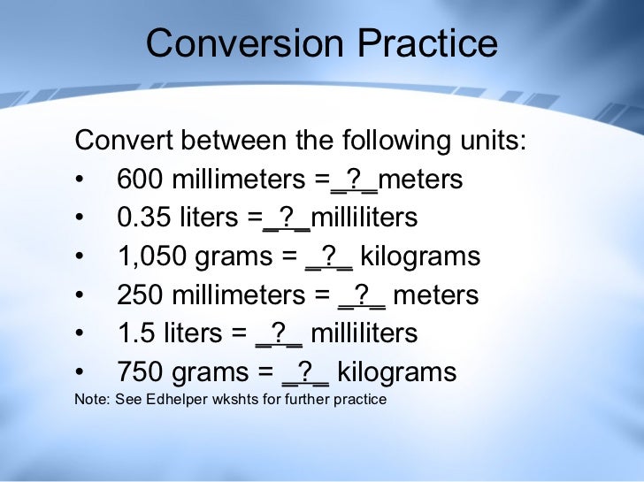 Measurement & conversions