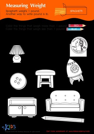 Measurement for kids - free printable worksheets | PDF