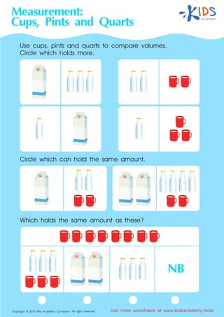 Using measuring cups worksheets