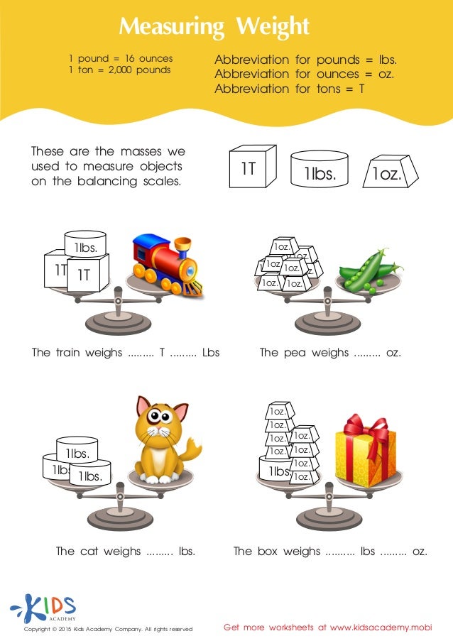 Measurement for kids free printable worksheets