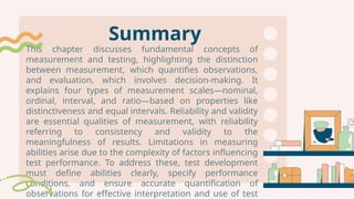 Measurement refers to the process of quantifying a student’s ...